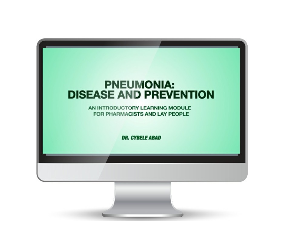 Pneumonia: Disease and prevention demonstration inside a computer screen