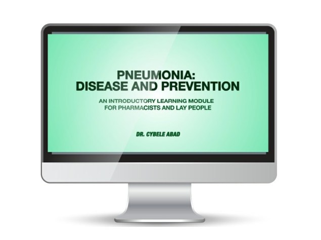Pneumonia: Disease and prevention demonstration inside a computer screen